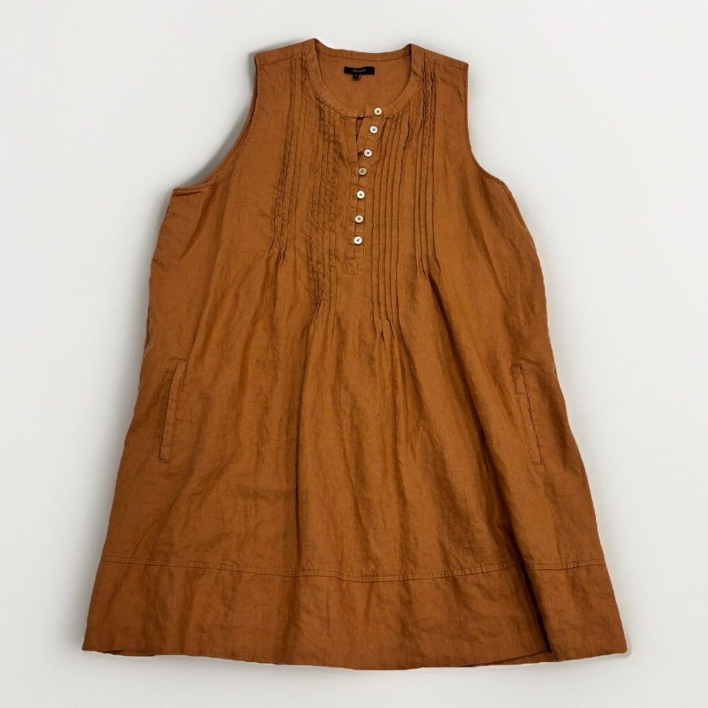 Quince Dress Size XL 100% European Linen Sleeveless Swing Terracotta